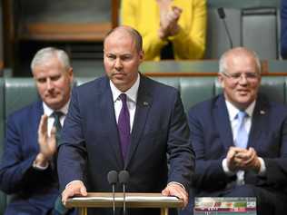 HIS FIRST: Australian Federal Treasurer Josh Frydenberg delivers the 2019-20 Federal Budget. Picture: LUKAS COCH