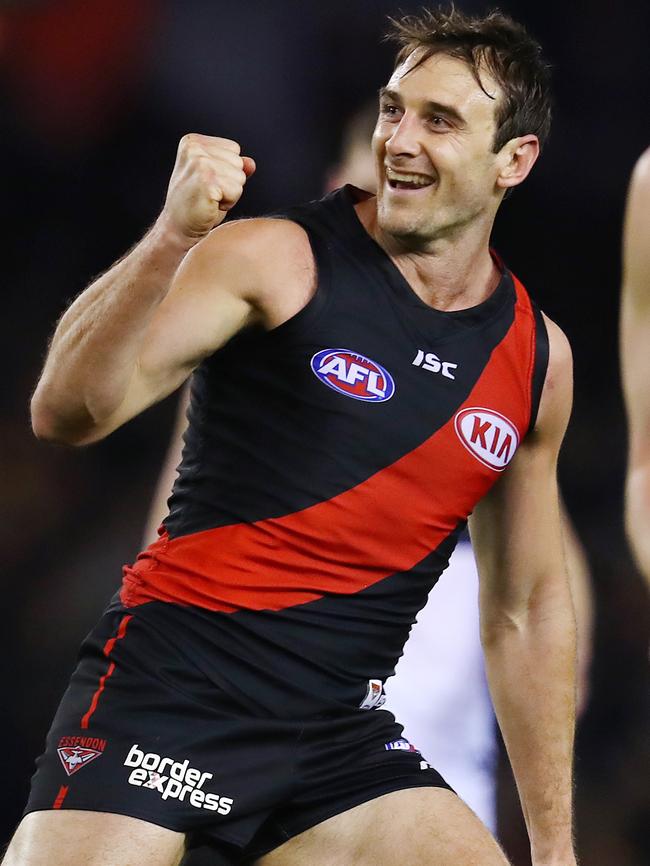 Jobe Watson kicks a goal. Picture: Michael Klein