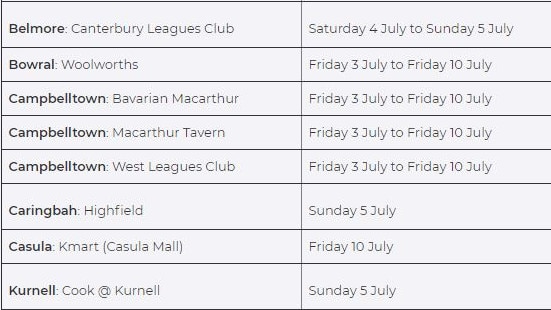 If you attended any of the following locations on the dates below, watch for COVID-19 symptoms. If symptoms occur, self-isolate and get tested for COVID-19 immediately.