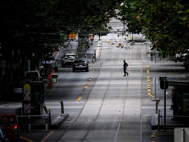 A quiet Melbourne street during lockdown. Picture: NCA NewsWire / Luis Ascui