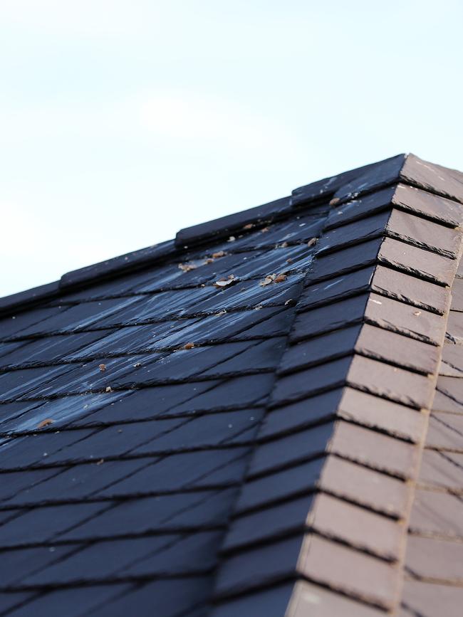 Egg seen on the Qantas CEO’s roof. Picture: Tim Hunter