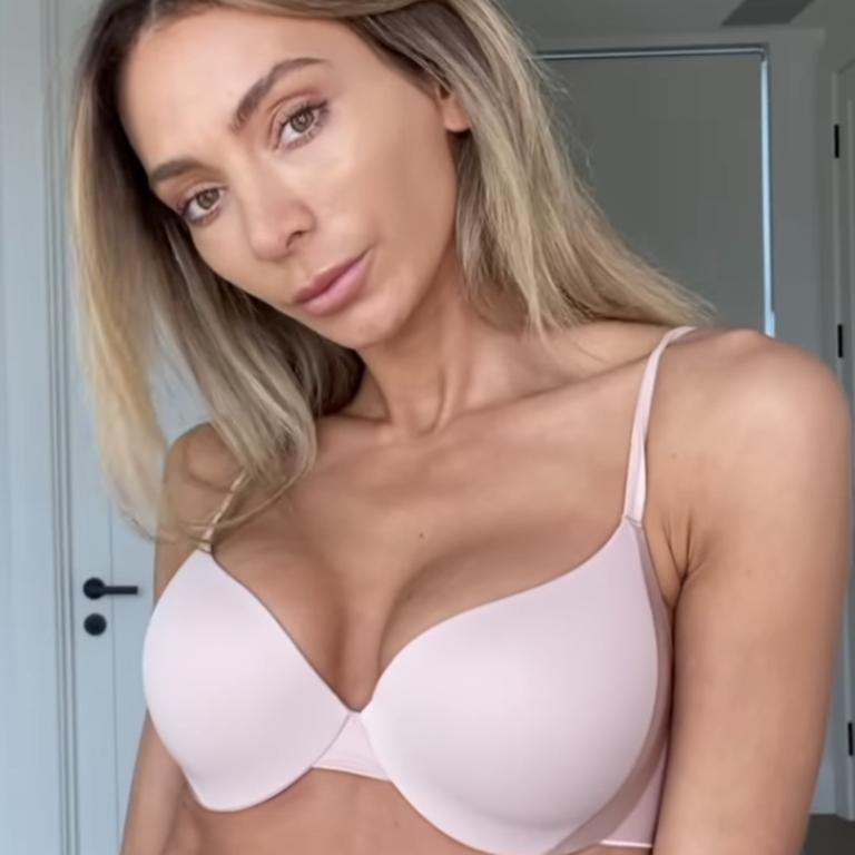 Nadia has started posting sponsored content again for lingerie company Fine Lines – a brand ambassador deal she was mocked for in the wake of the white powder video scandal. Picture: Instagram/Nadia Bartel.