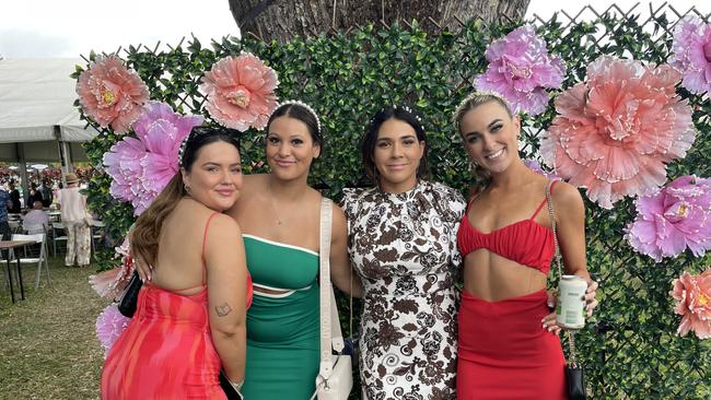 Bronte Constant, Neisha Elkins, Kaitlyn Booth and Georgia King at Cairns Cup Carnival on Saturday. Picture: Andreas Nicola