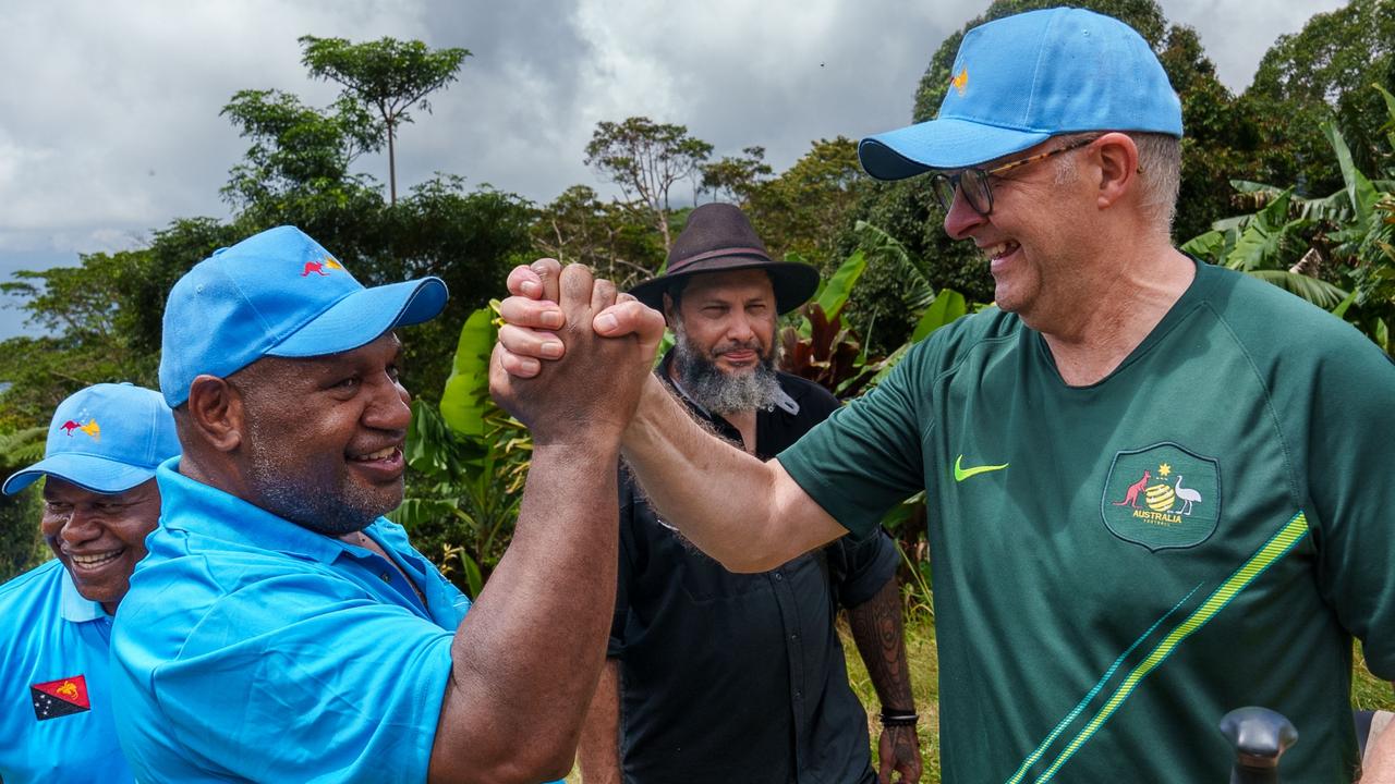 PNG Prime Minister James Marape and Anthony Albanese confirmed the deal on Thursday. Picture: NewsWire via the Australian Prime Ministers Office