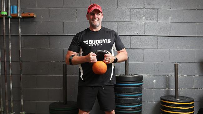 Kris Amiet, an Afghanistan war veteran, inset, has started a Tasmanian chapter of Buddy Up Australia. Picture: NIKKI DAVIS-JONES