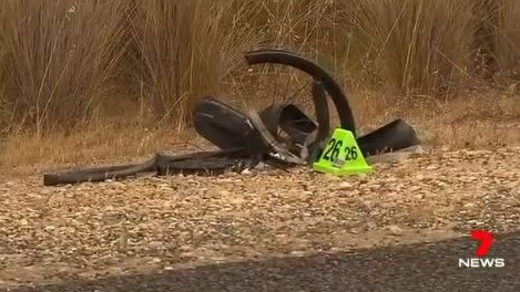 Daryl Adams destroyed on the side of Princes Highway after the fatal crash. Picture: 7 News