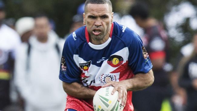 Anthony Mundine in action for Nanima against the Redfern All Blacks in the Koori Knockout. Picture: Jenny Evans