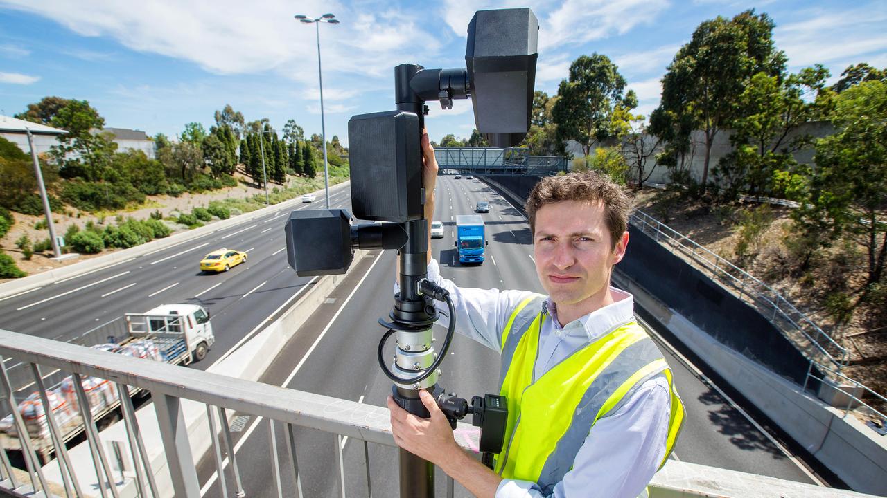 This hi-tech camera can detect people using their mobile phones while driving and is now in use in Melbourne. Picture: Mark Stewart