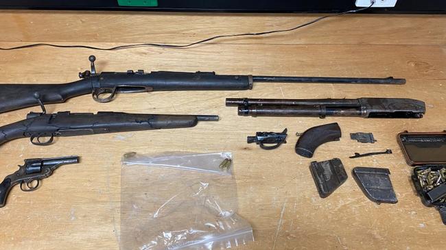 A number of firearms were seized by police in a major Whitsunday drug bust. Photo: Queensland Police