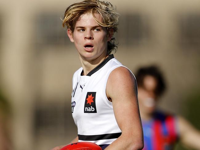 MELBOURNE, AUSTRALIA - JUNE 19: Jackson Archer of the Knights looks on during the NAB League Boys Round 09 match between the Oakleigh Chargers and the Northern Knights at Warrawee Park on June 19, 2021 in Melbourne, Australia. (Photo by Dylan Burns/AFL Photos via Getty Images)