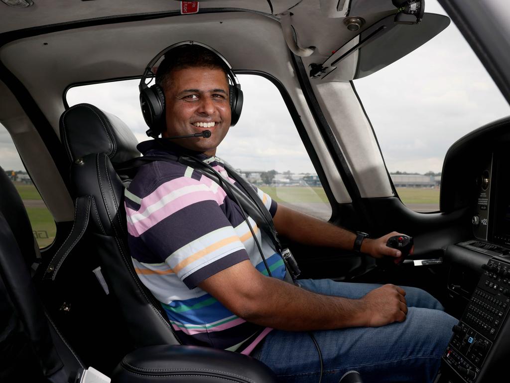 Commonwealth bank general manager Sunil Thomas volunteers his time as a pilot with Angel Flight. Picture: Toby Zerna.