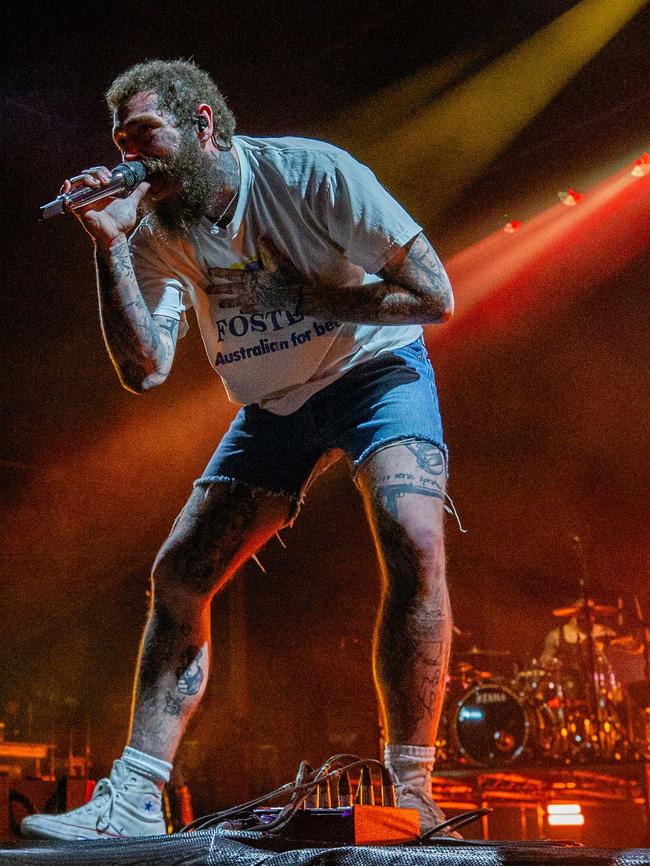 Post Malone performs at the RNA Showgrounds. Photo - Stephen Archer