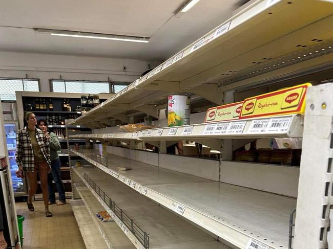 Empty supermarket shelves in Noumea. Picture: Supplied.