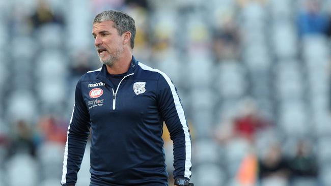 Adelaide United coach Marco Kurz during the Reds 1-0 win over Central Coast on Sunday. (AAP Image/Paul Barkley)