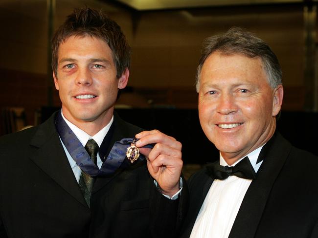 Ben Cousins with dad Bryan after he won the 2005 Brownlow Medal.