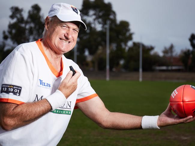 20/5/16 Superintendent Barry Lewis, 70 will umpire his 2000th game on Sunday at Thebarton Oval. Picture: MATT LOXTON