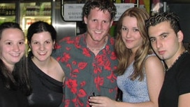 A group of mates gather near the bar in a vintage pic at the Wheelers Hill Hotel's nightclub. Picture: MaxMoose.com.au