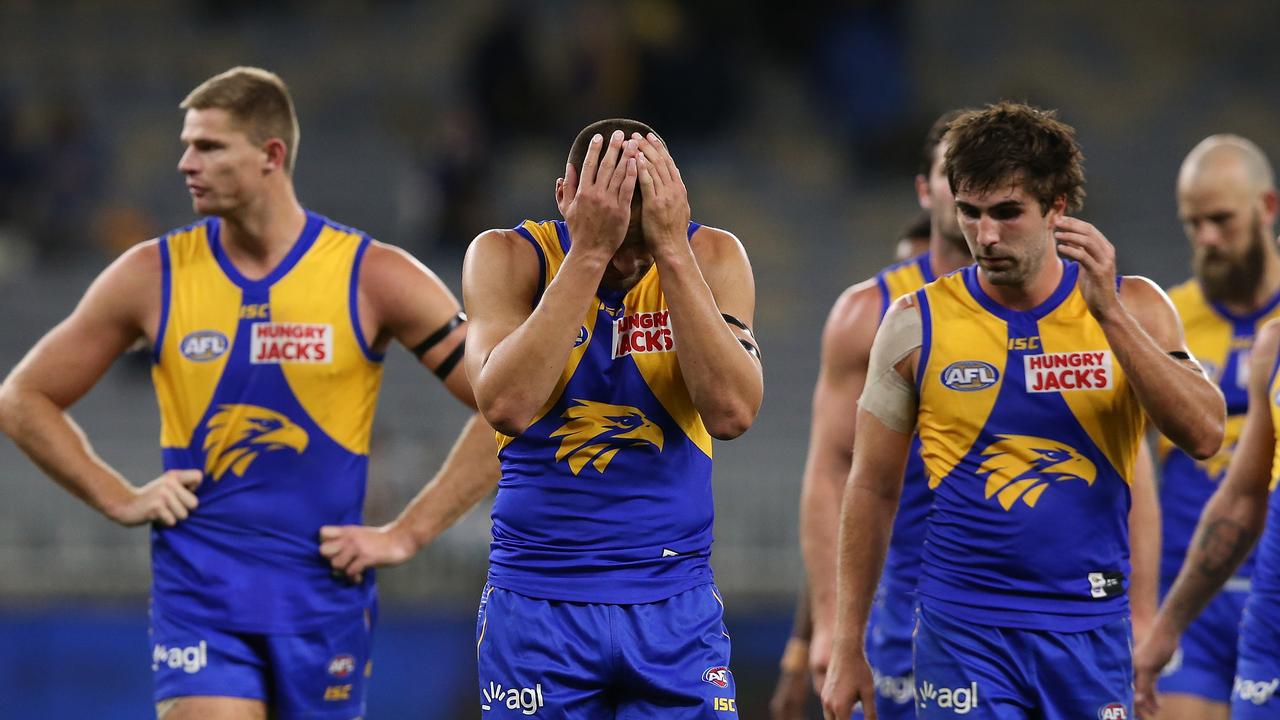 The West Coast Eagles struggled in the wet on Friday. Picture: Getty Images 