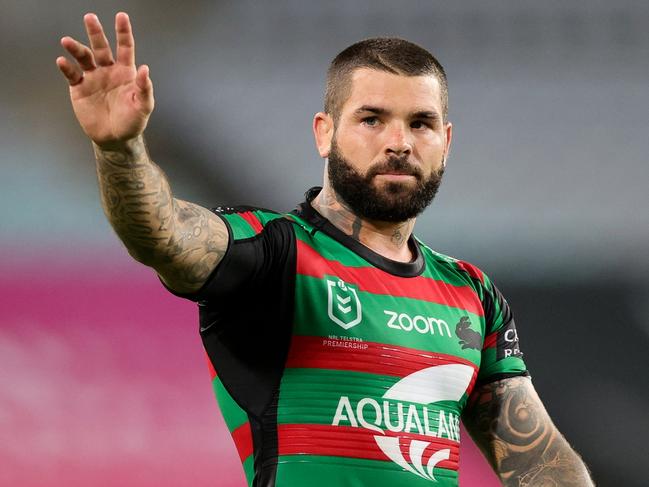 SYDNEY, AUSTRALIA - APRIL 08: Adam Reynolds of the Rabbitohs thanks the fans during the round five NRL match between the South Sydney Rabbitohs and Brisbane Broncos at Stadium Australia on April 08, 2021 in Sydney, Australia. (Photo by Speed Media/Icon Sportswire via Getty Images)