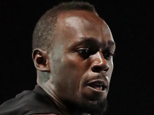 Nitro Athletics at Lakeside Stadium in Albert Park, Melbourne. Usain Bolt runs in the Mixed 4x100m Relay. Picture: Alex Coppel.