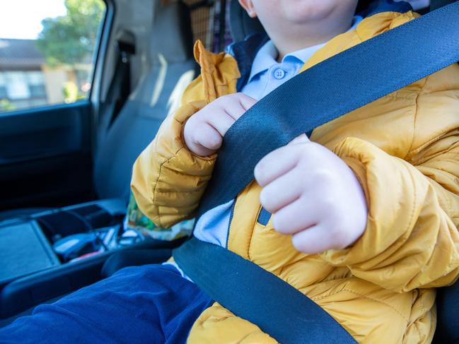 SYDNEY, AUSTRALIA - NewsWire Photos - JUNE 26, 2024: Minolo Stevenson (5) wears his seatbelt.Picture: NewsWire / Christian Gilles