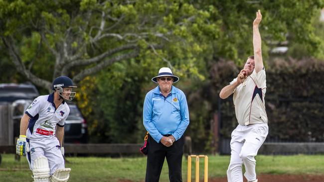 Jack Carter bowls for Metropolitan-Easts. Photo: Nev Madsen