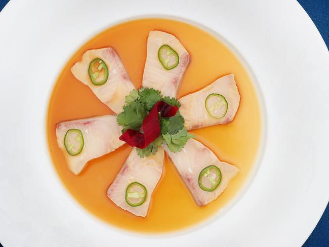 Yellow sashimi with jalapeño at Nobu. Picture: Rebecca Michael