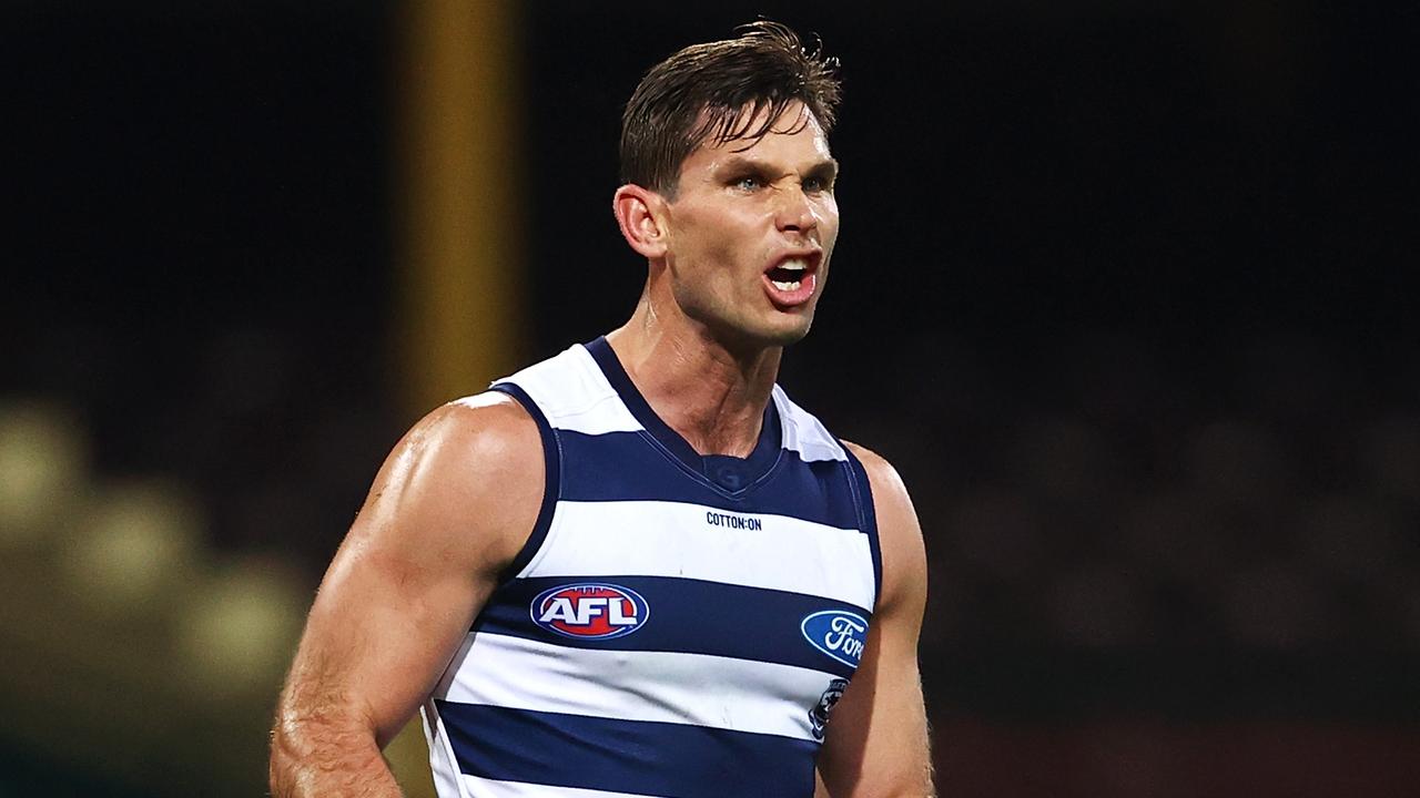 Geelong are challenging Tom Hawkins’ one-match ban for striking (Photo by Cameron Spencer/Getty Images).