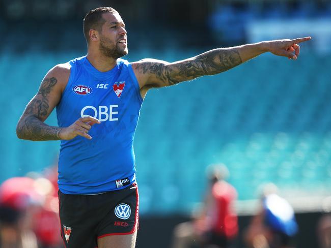Lance Franklin during Sydney Swans training at the SCG. Picture. Phil Hillyard