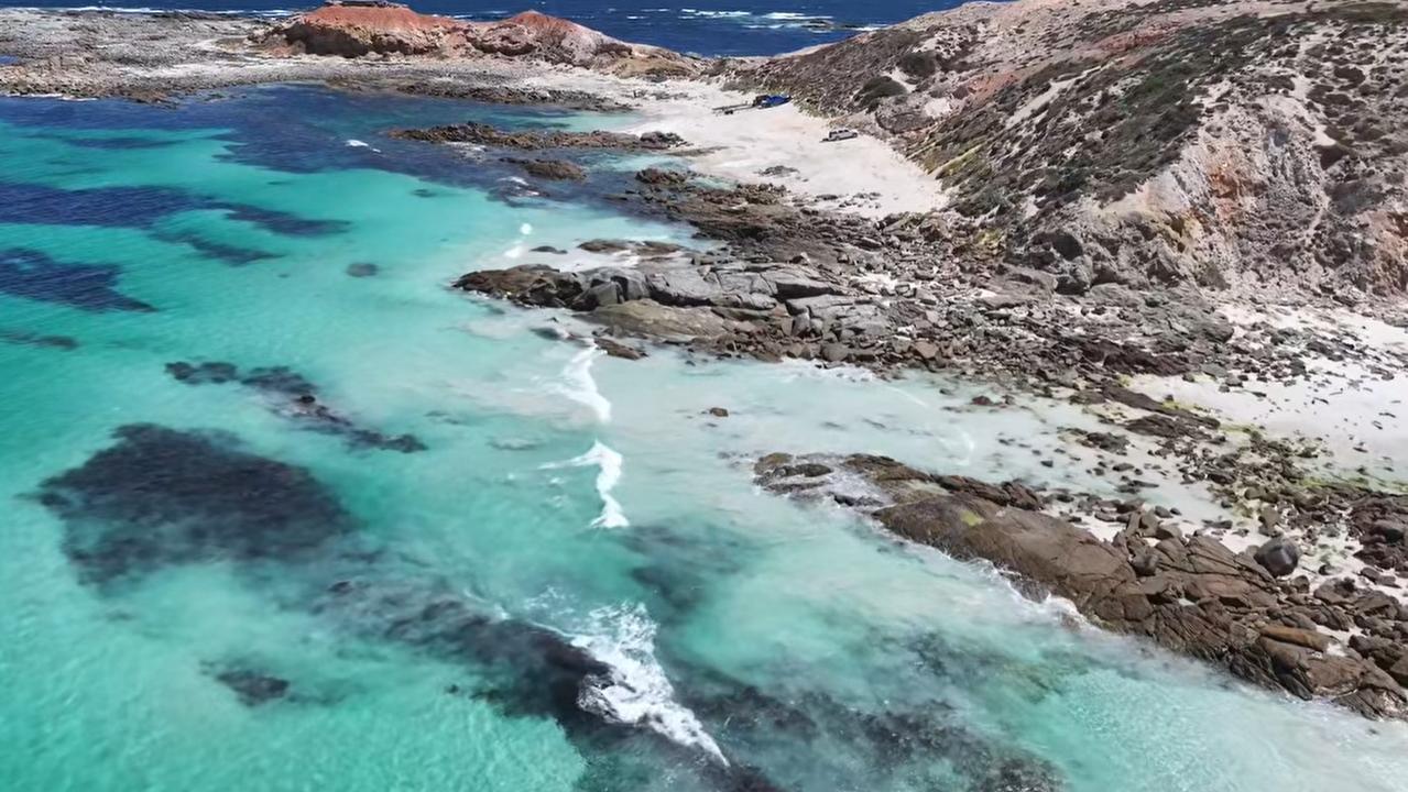 Drone footage captured a shark in the waters off Point Drummond on the western Eyre Peninsula. Picture: Dave Boulton