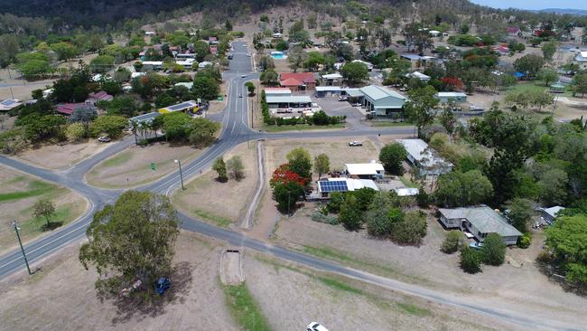 Aerial footage of Kilkivan showing the township very dry and in need of some desperate rain. This photo was taken on Tuesday November 26, 2019. Photo: Philippe Coquerand