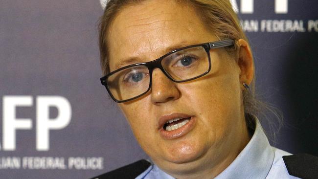 BRISBANE, AUSTRALIA - NewsWire Photos APRIL 30, 2021: Detective Superintendent Helen Schneider of the Australian Federal Police during a press conference in Brisbane after two men were extradited to Brisbane in connection to an international $301m MDMA bust. Picture: NCA NewsWire/Tertius Pickard