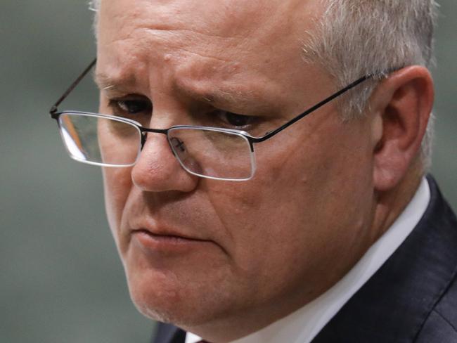 Prime Minister Scott Morrison during Question Time at Parliament House in Canberra. Picture by Sean Davey.