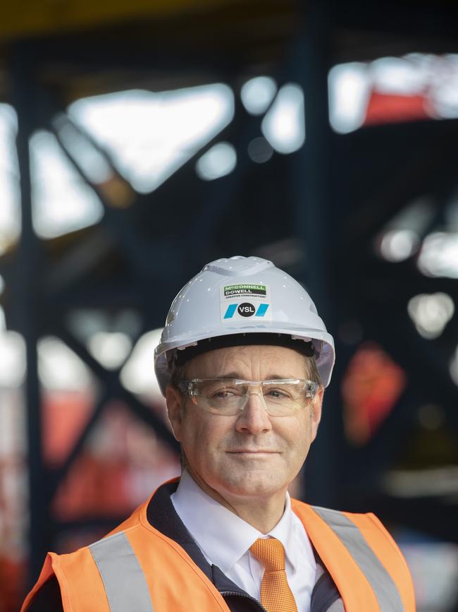 Transport Minister Michael Ferguson at the new Bridgewater Bridge concrete facility at Bridgewater. Picture: Chris Kidd