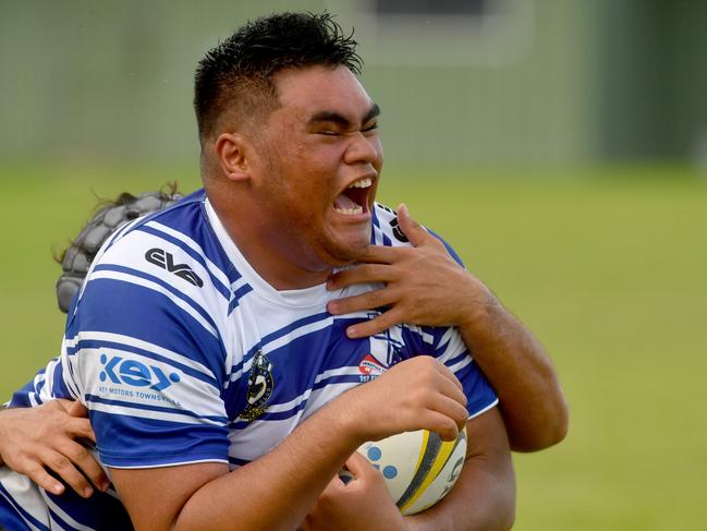 Schoolboys rugby finals at Ignatius Park College. Ignatius Park Colllege against Cathedral School. Ignatius Park's Toma Apete. Picture: Evan Morgan