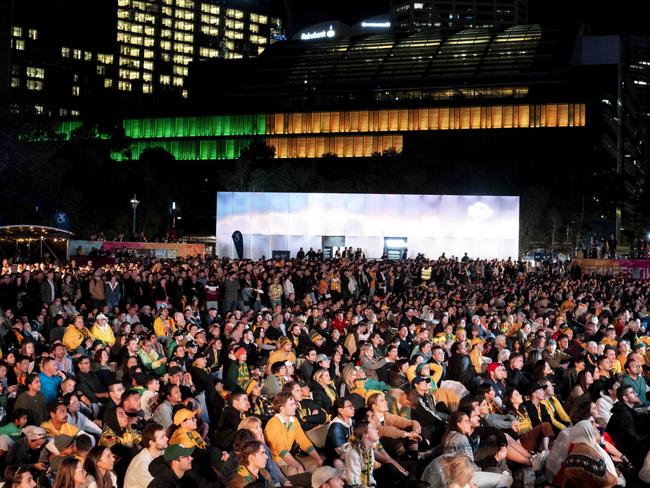 SYDNEY, AUSTRALIA, NCA NewsWIRE,   Saturday, 12 August 2023.Tumbalong park  crowd photosSydney live sites for Matildas vs. France Women's World Cup quarter-finalMatildas fans in Sydney have a plethora of options to watch the match against France, and also Saturday's other quarter-final between England and Colombia.Picture: NCA NewsWIRE/ Monique Harmer