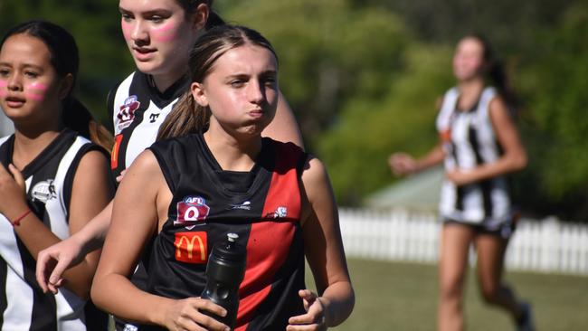 Under-17 Girls division 1 action between the Yeronga Devils and Sherwood Magpies. Sunday April 30, 2023. Picture: Nick Tucker