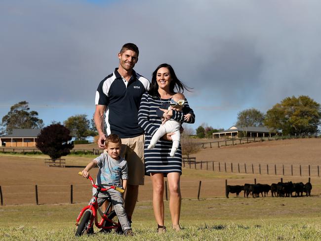 Matt and Aleena Wise their two kids Max, 3 and Ellia, 7 months, have been told their house would be demolished for the Orbital. Picture: Toby Zerna