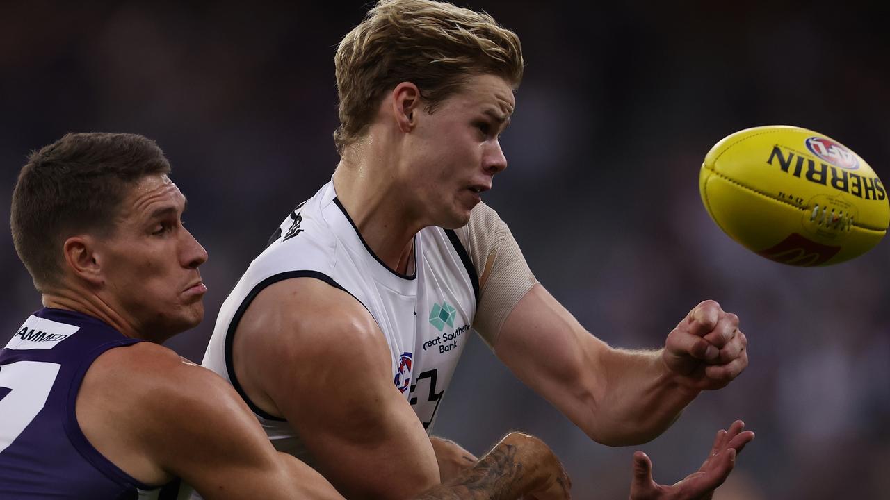 Tom De Koning has a big job ahead of him as the No.1 ruckman for the Blues this weekend.