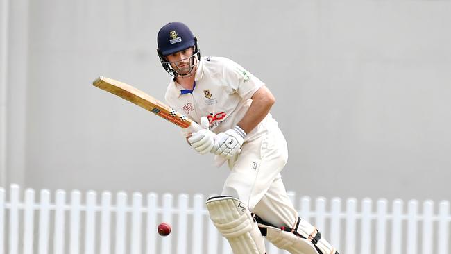 UQ batsman Max ClaytonFirst grade cricket final between UQ and RedlandsSaturday March 25, 2023.  Picture, John Gass