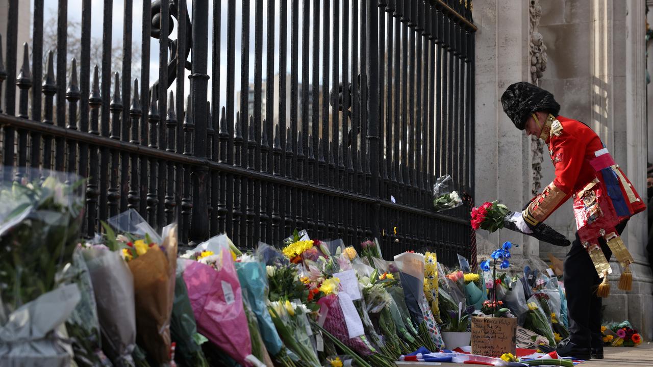 A floral tribute has formed outside Buckingham Palace. Picture: Dan Kitwood/Getty Images