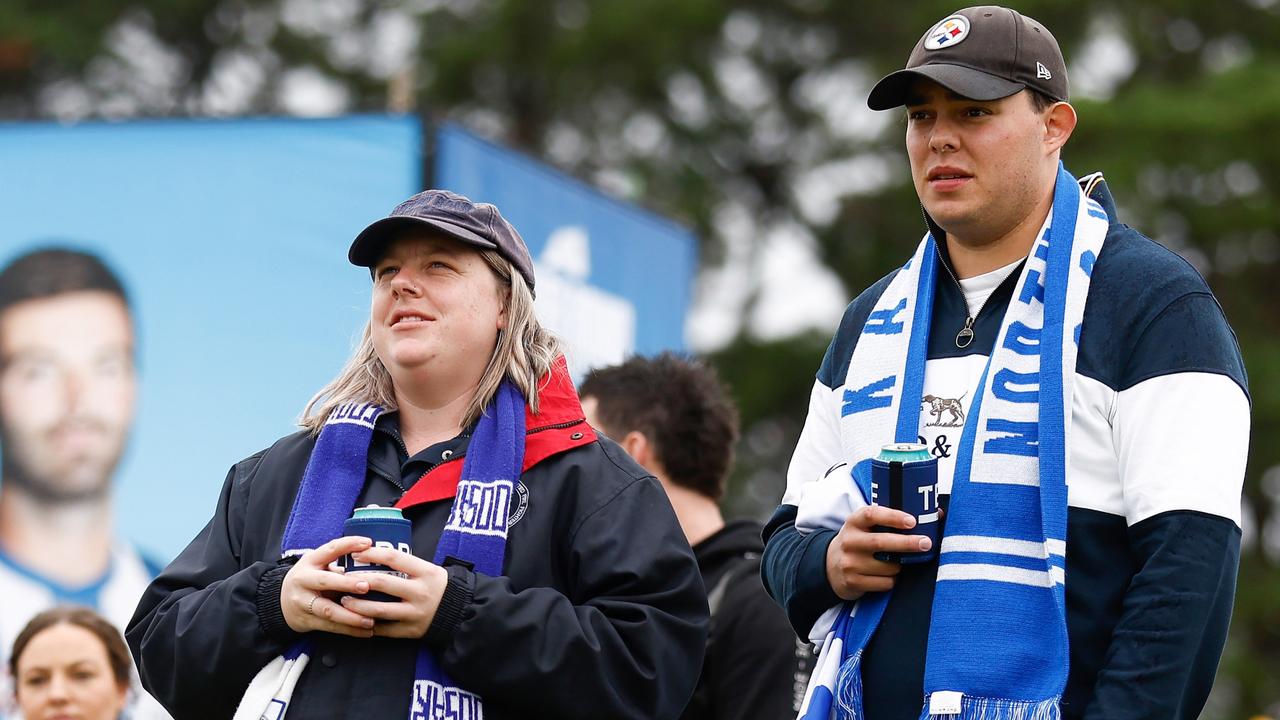 Footy fans soak up the action in SA for Saturday’s offering of Gather Round clashes. Picture: Michael Willson/AFL Photos via Getty Images