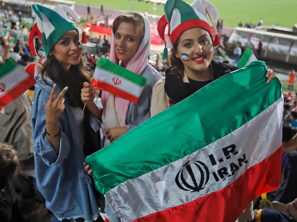 Iranian women watch the World Cup Group B soccer match between Portugal and Iran at Azadi stadium in Tehran. Picture: AFP