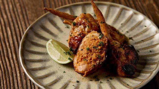 Chicken wings stuffed with fish cake at Makan Wine Bar. Picture: supplied