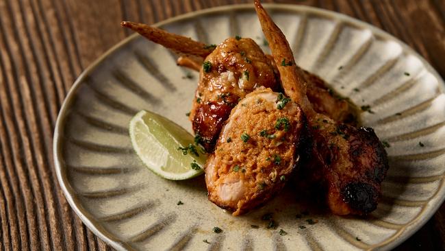 Chicken wings stuffed with fish cake at Makan Wine Bar. Picture: supplied