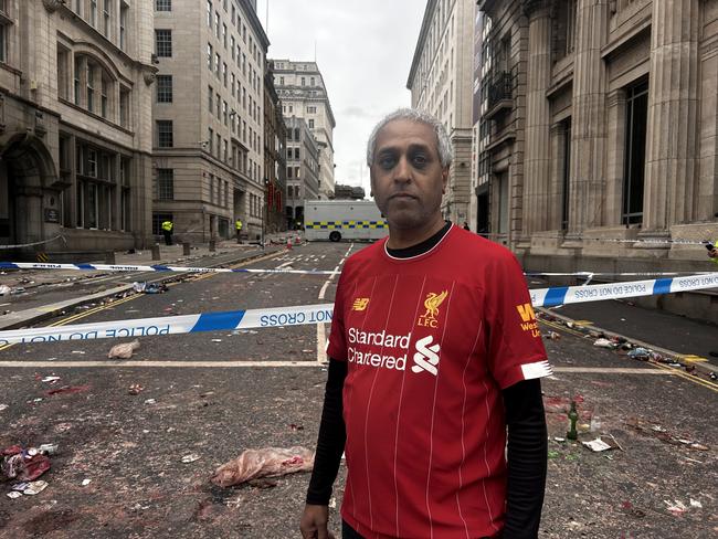 Liverpool fan Sunil Patel, 57, from Leicester said he was still coming to terms with the tragedy that struck at the Liverpool Football Club's street parade celebrations. Picture: Sophie Elsworth