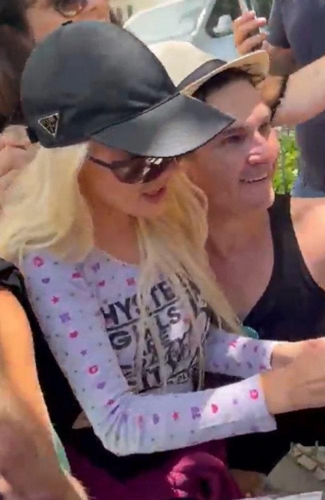 Christina Aguilera was mobbed by fans during an autograph signing outside the Copacabana Palace Hotel in Rio de Janeiro. Picture: X