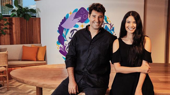 Canva founders Melanie Perkins and Cliff Obrecht in Sydney. Picture: Max Doyle