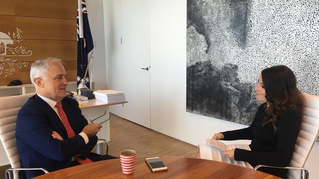 PM Malcolm Turnbull is interviewed by National Political Editor of the Daily Telegraph Sharri Markson.