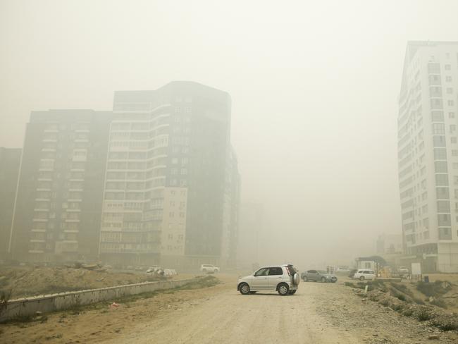 Smoke hangs over Yakutsk, August 8, 2021. Wildfires are a continuing climate problem in Russia. Picture: Vadim Skryabin\\TASS via Getty Images